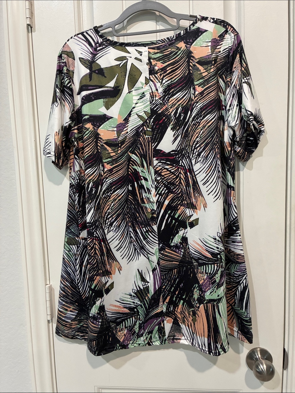 Set Tropical Palm Print Swing Tunic - Multicolor NWOT - Picture 3 of 7